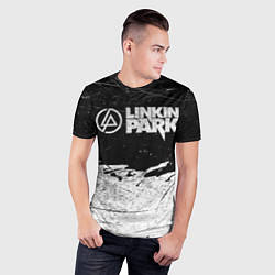 Футболка спортивная мужская Линкин Парк Лого Рок ЧБ Linkin Park Rock, цвет: 3D-принт — фото 2