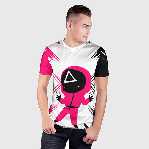 Мужская спорт-футболка SQUID GAME ИГРА В КАЛЬМАРА треугольник / 3D-принт – фото 3
