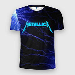 Футболка спортивная мужская METALLICA BLUE FLASH МЕТАЛЛИКА СИНИЕ МОЛНИИ, цвет: 3D-принт