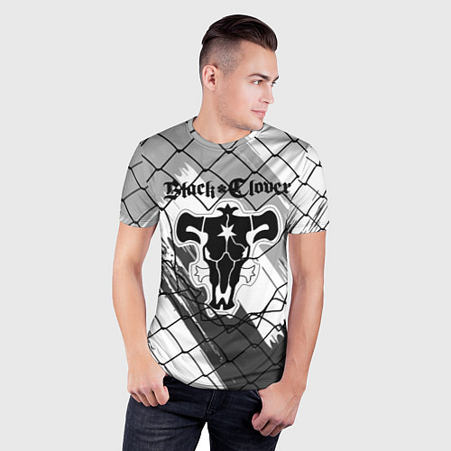 Мужская спорт-футболка Чёрный клевер бык за решеткой / 3D-принт – фото 3