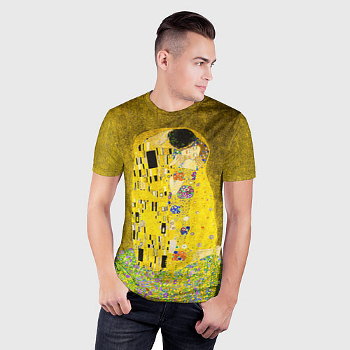 Мужская спорт-футболка Влюблённые поцелуй художник Климт / 3D-принт – фото 3