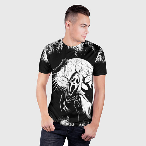 Мужская спорт-футболка Крик Хэллоуин Хоррор Scream Halloween / 3D-принт – фото 3