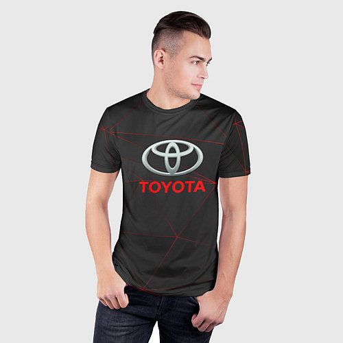 Мужская спорт-футболка Toyota Тонкие линии неона / 3D-принт – фото 3