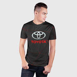 Футболка спортивная мужская Toyota Тонкие линии неона, цвет: 3D-принт — фото 2