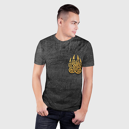 Мужская спорт-футболка Волчий отпечаток золотом Символ Велеса / 3D-принт – фото 3