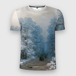 Мужская спорт-футболка Зимний пейзаж картина маслом