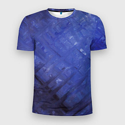 Футболка спортивная мужская Синие акварельные мазки, цвет: 3D-принт