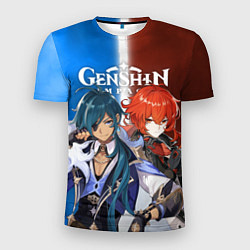 Футболка спортивная мужская КЭЙА И ДИЛЮК ГЕНШИН, цвет: 3D-принт
