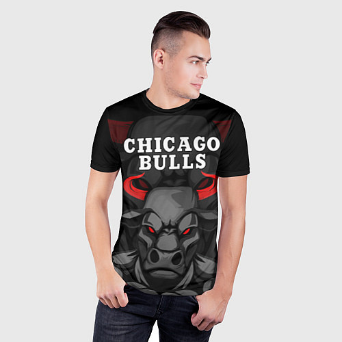 Мужская спорт-футболка CHICAGO BULLS ЯРОСТНЫЙ БЫК / 3D-принт – фото 3