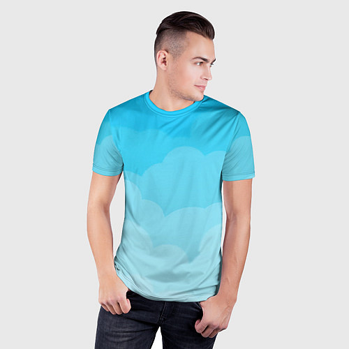 Мужская спорт-футболка Голубые облака / 3D-принт – фото 3