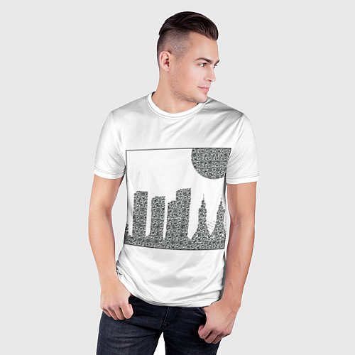 Мужская спорт-футболка QR Town без фона / 3D-принт – фото 3