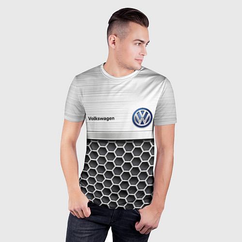 Мужская спорт-футболка Volkswagen Стальная решетка / 3D-принт – фото 3