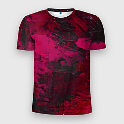 Мужская спорт-футболка Бордовые мазки в тёмно-красных тонах