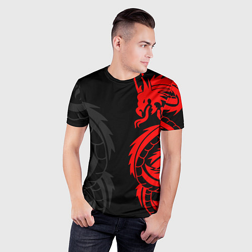 Мужская спорт-футболка КРАСНЫЙ ДРАКОН ТАТУ RED DRAGON TATTOO / 3D-принт – фото 3