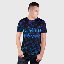 Футболка спортивная мужская Genshin Impact NEON PATTERN SYMBOL, цвет: 3D-принт — фото 2