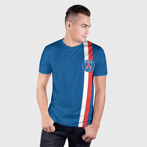 Мужская спорт-футболка PSG SPORT STRIPES UNIFORM / 3D-принт – фото 3