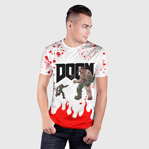 Мужская спорт-футболка Doomguy vs Cyberdemon спина / 3D-принт – фото 3
