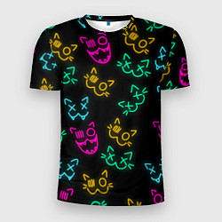 Футболка спортивная мужская НЕОНОВЫЕ КОТИКИ NEON FACES CATS, цвет: 3D-принт