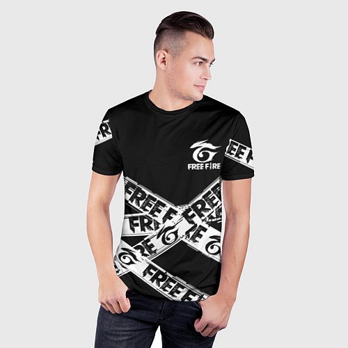 Мужская спорт-футболка GARENA FREE FIRE OFF CYBER LINE STYLE / 3D-принт – фото 3