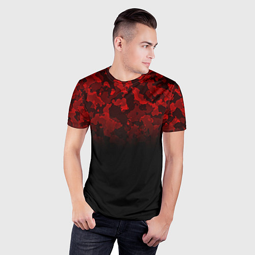 Мужская спорт-футболка BLACK RED CAMO RED MILLITARY / 3D-принт – фото 3