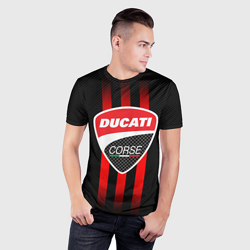 Мужская спорт-футболка DUCATI CARBON LOGO ITALY CONCERN / 3D-принт – фото 3