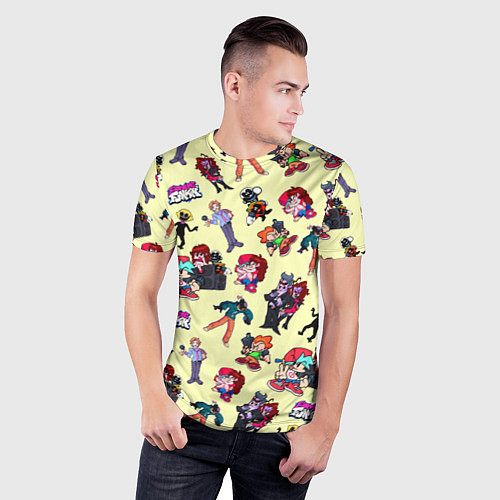 Мужская спорт-футболка Friday Night Funkin - все герои / 3D-принт – фото 3