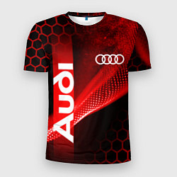 Мужская спорт-футболка AUDI АУДИ SPORT СПОРТ RED AND BLACK