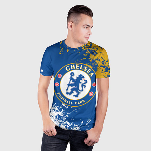 Мужская спорт-футболка ЧЕЛСИ, БРЫЗГИ КРАСОК / 3D-принт – фото 3