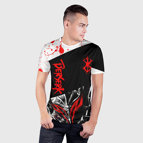 Мужская спорт-футболка Берсерк черная маска с логотипом / 3D-принт – фото 3