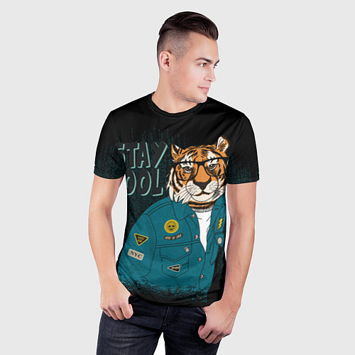 Мужская спорт-футболка Крутой фурри тигр / 3D-принт – фото 3