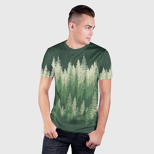 Мужская спорт-футболка Елки-палки, хвойный лес / 3D-принт – фото 3