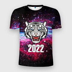 Мужская спорт-футболка ЧЁРНЫЙ ТИГР НОВЫЙ ГОД 2022 GRAY TIGER NEW YEAR