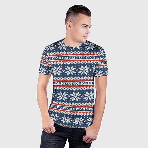 Мужская спорт-футболка Knitted Christmas Pattern / 3D-принт – фото 3