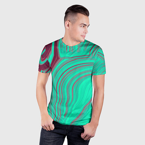 Мужская спорт-футболка Зеленый прилив / 3D-принт – фото 3
