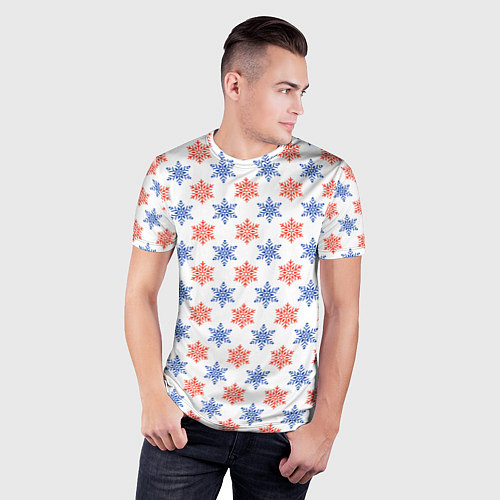 Мужская спорт-футболка Снежинки паттернsnowflakes pattern / 3D-принт – фото 3