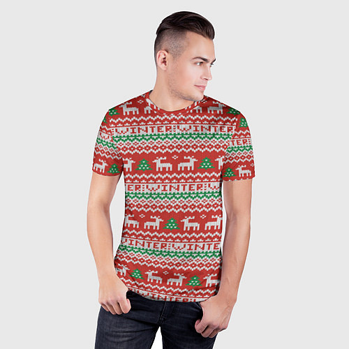 Мужская спорт-футболка Deer Christmas Pattern / 3D-принт – фото 3
