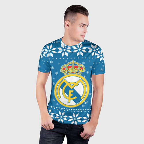 Мужская спорт-футболка Реал Мадрид Новогодний / 3D-принт – фото 3