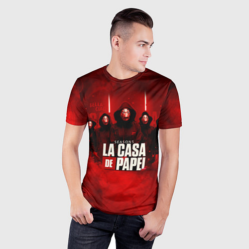 Мужская спорт-футболка БУМАЖНЫЙ ДОМ - LA CASA DE PAPEL - BELLA CIAO / 3D-принт – фото 3