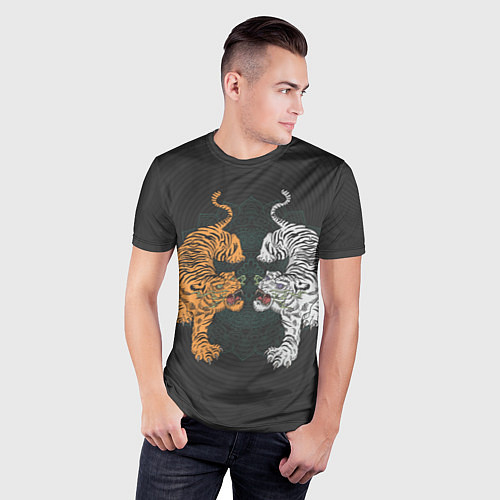 Мужская спорт-футболка Два тигра / 3D-принт – фото 3