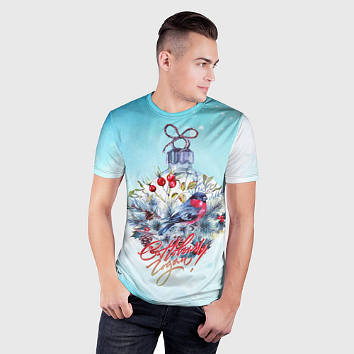 Мужская спорт-футболка Снегири! / 3D-принт – фото 3