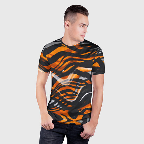 Мужская спорт-футболка Окрас тигра / 3D-принт – фото 3