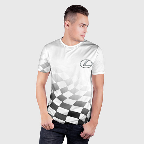 Мужская спорт-футболка Lexus, Лексус спорт финишный флаг / 3D-принт – фото 3