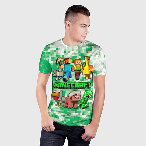 Мужская спорт-футболка Minecraft персонажи мобы / 3D-принт – фото 3