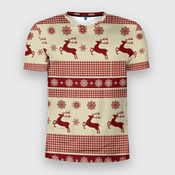 Мужская спорт-футболка Вязанный узор с оленями