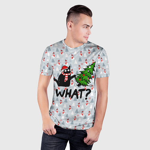 Мужская спорт-футболка WHAT CAT CHRISTMAS / 3D-принт – фото 3