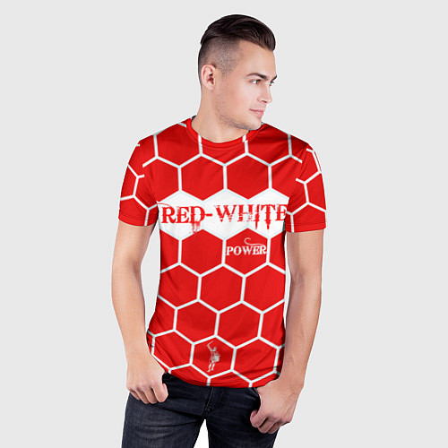 Мужская спорт-футболка Красно-Белая Сила / 3D-принт – фото 3