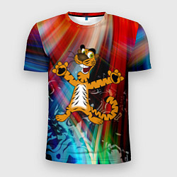 Футболка спортивная мужская Новогодний тигр пляшет, цвет: 3D-принт