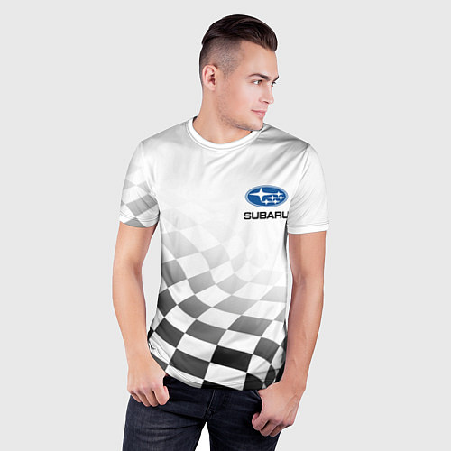 Мужская спорт-футболка Subaru, Субару Спорт, Финишный флаг / 3D-принт – фото 3