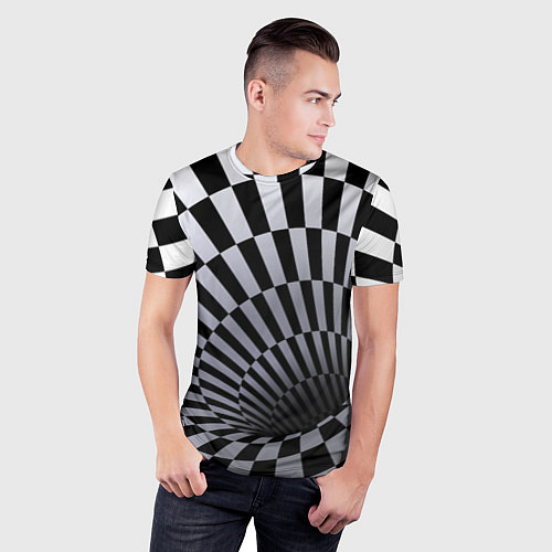 Мужская спорт-футболка Оптическая Иллюзия, черно-белая / 3D-принт – фото 3