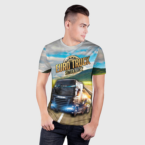 Мужская спорт-футболка Euro Truck Simulator / 3D-принт – фото 3